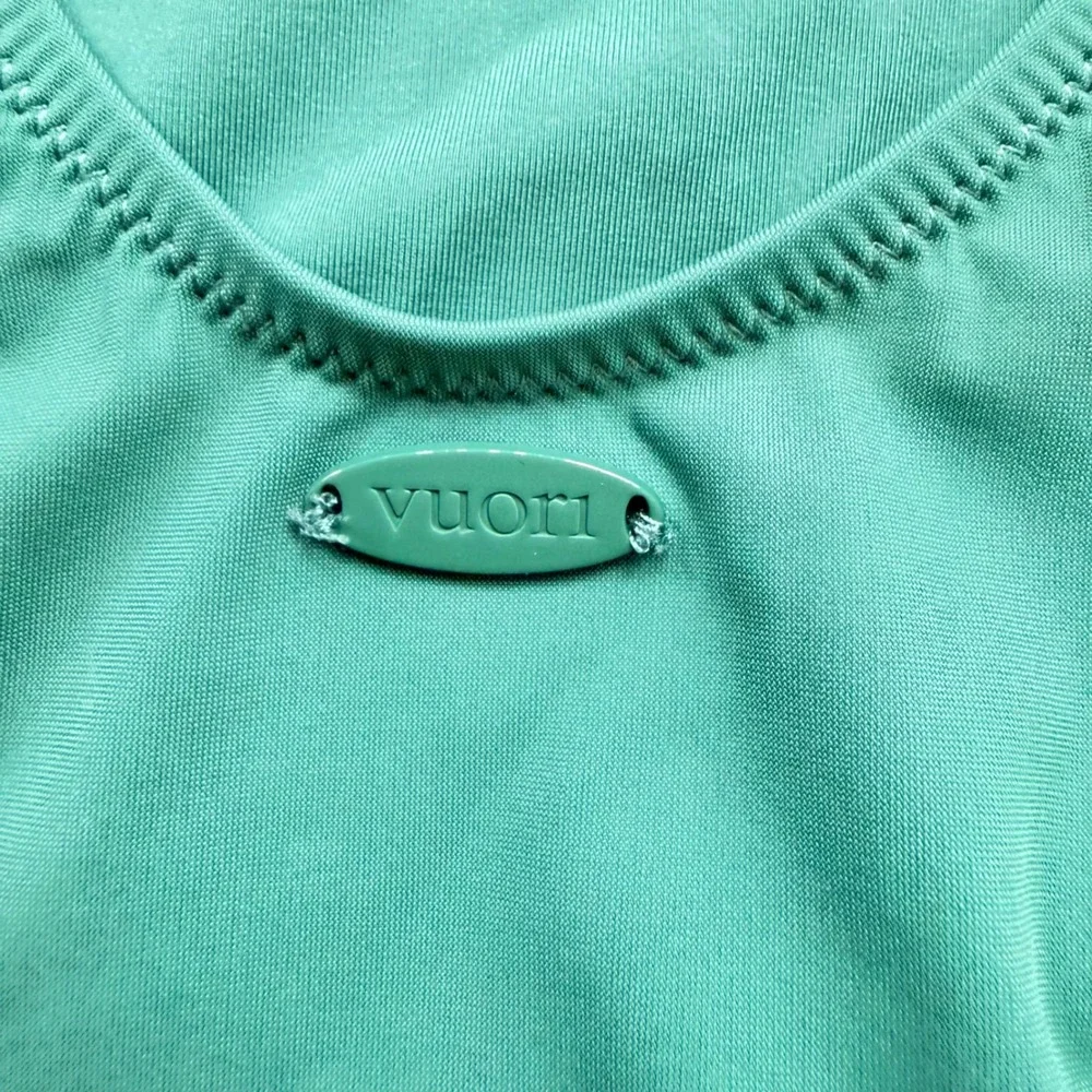 Vuori Womens Turquoise Green Open Back One Piece Swimsuit High Cut Scoop Neck - Picture 3 of 6